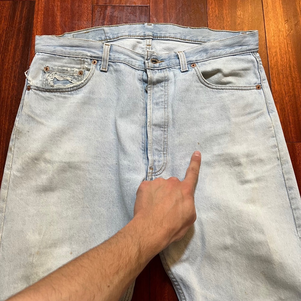 Vintage Levis 501 Jeans Mens 36x32 Straight Fit Light Wash Y2K 90s 00501-0134 * - Picture 7 of 8